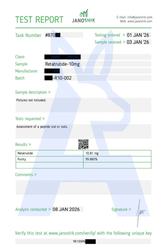 Retatrutide-10mg certificate of analysis preview